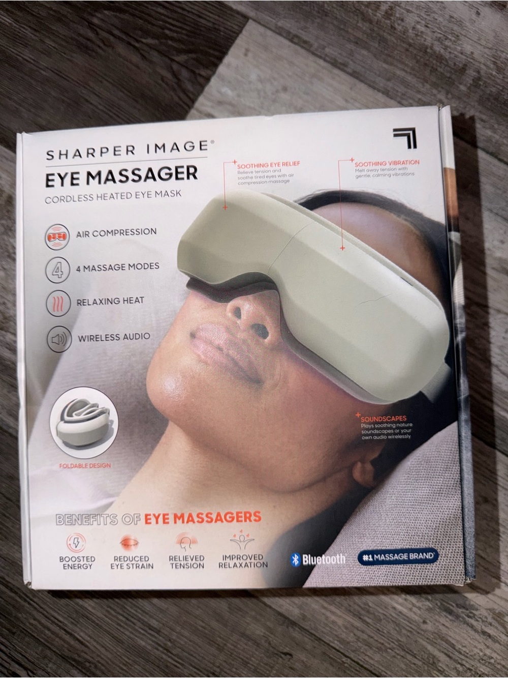 Sharper Image Cordless Heated Eye Massager - Gray with Pink Trim
